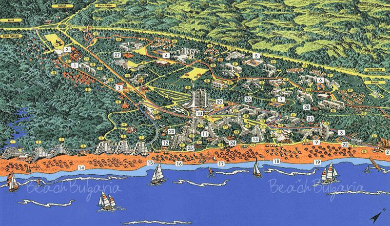 Карта на Албена, курорт на морето в България. Информация, карта и ...